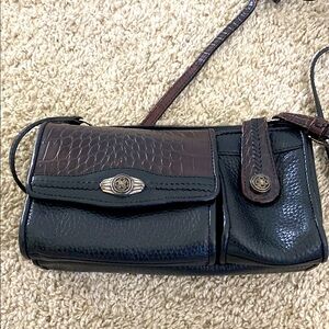 Vintage Black and Brown Leather Crossbody Bag